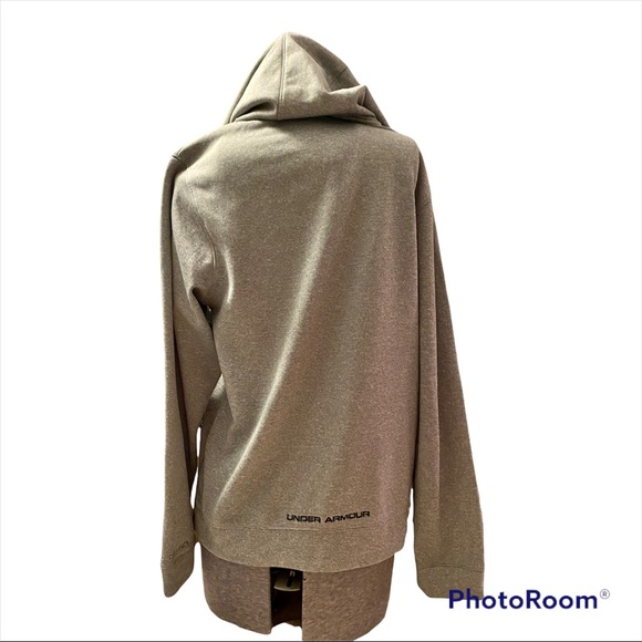 Men’s Under Armour Storm Pullover hoodie fleece sweatshirt Big Logo Gray Yellow - Picture 2 of 10